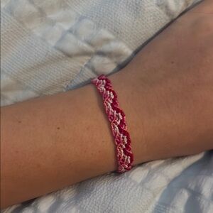Pink and White Woven Friendship Bracelet